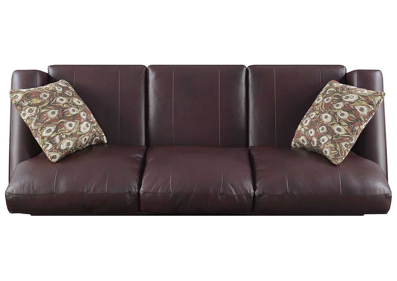 Stephanie Burgundy Leather Match Stationary Sofa,Taba Home Furnishings